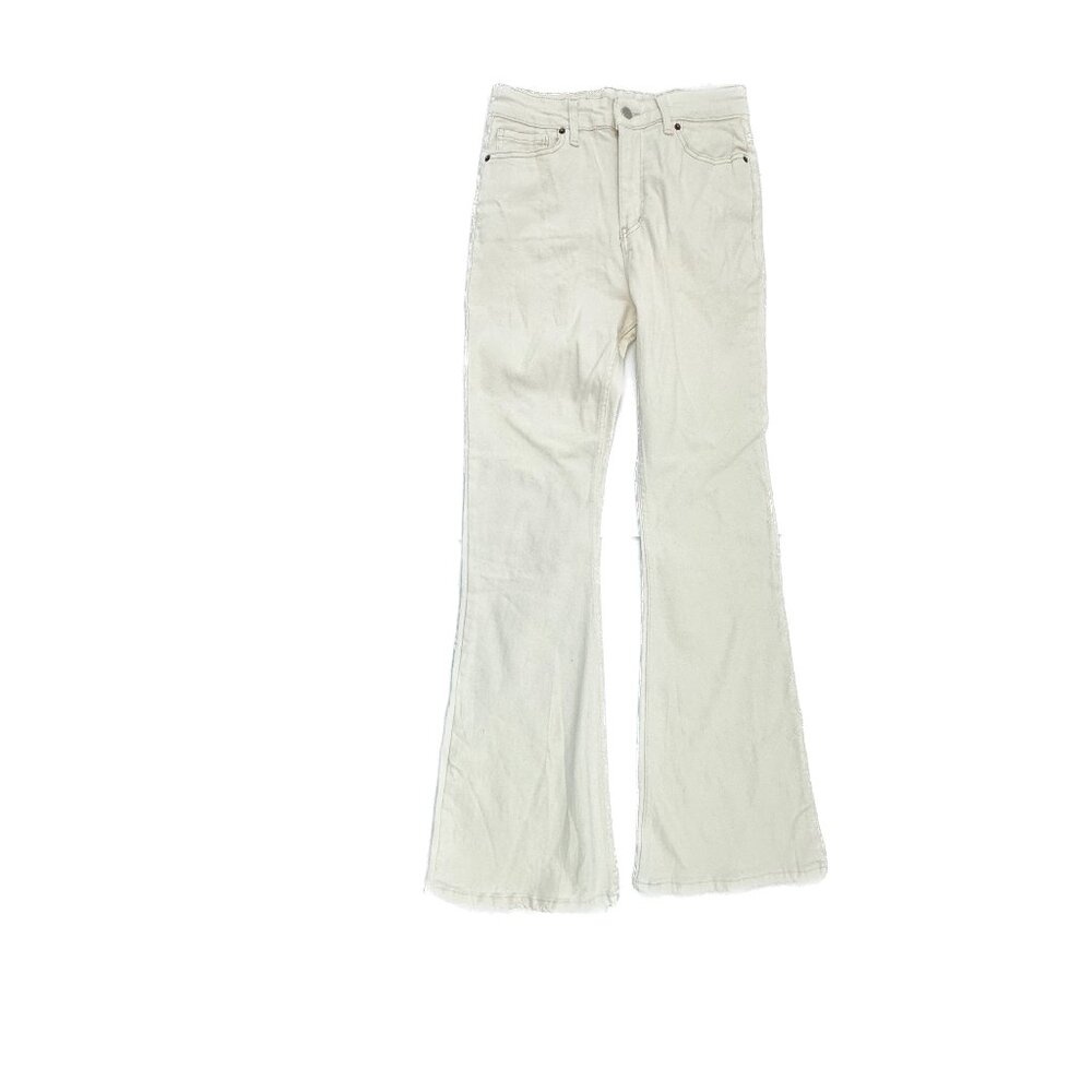 Unbranded Flare Women's' size 40 US size 12 Cream Light Beige Denim Jeans - Picture 1 of 4